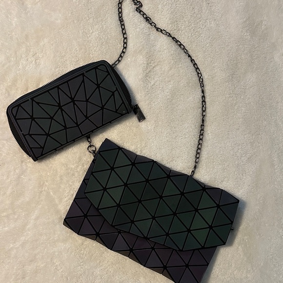 Geometric holographic bag and wallet - Picture 1 of 4